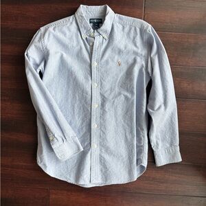 Ralph Lauren Kids Sz. 16 Chambray Blue Cotton Button Down Shirt Embroidered Polo